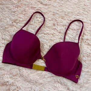 Burgundy Y2K Underwire Hippie Peace Retro Lightly Padded Bra‎